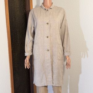Linen Cotton Blend Long Hem Button Down Jacket | Uniqlo | Size XS